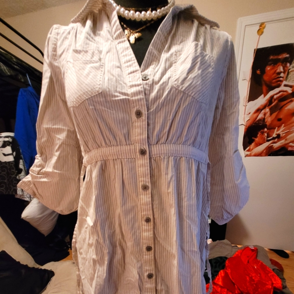 H&M BUTTON DOWN STRIPED DRESS SIZE 6